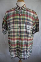 ALAN FLUSSER Men&#39;s Short Sleeve Linen Cotton  Button Front Shirt size L - $16.82