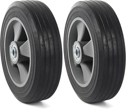 (2-Pack) 8&quot; X 2&quot; Flat Free Solid Rubber Tire and Wheel, 3/4&quot; Axles Bore - $58.40