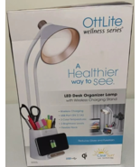 OttLite Wellness Series LED Desk Light Organizer Lamp &amp; Wireless Chargin... - $1,867.17 MXN