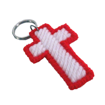 2 Red and White Cross Key Rings  - $12.50