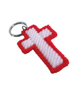 2 Red and White Cross Key Rings  - $12.50