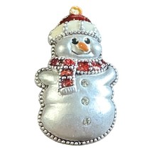 Vintage Snowman Brooch Pin With Red Scarf &amp; Hat - £11.09 GBP