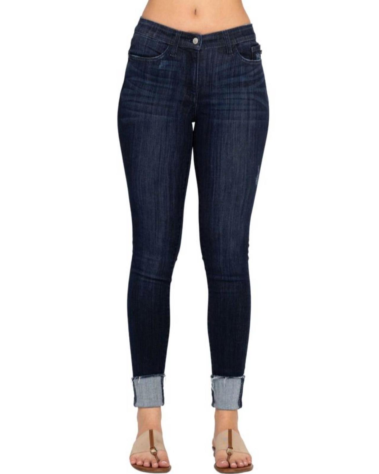 Judy Blue Midrise Cuffed Skinny Jeans Denim - $41.00