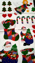 Fabric Cranston VIP Christmas Appliques Primary Colors Santa Angel Trees... - $1.50