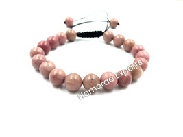 Natural Pink Rhodonite 8x8 mm Round Beads Thread Bracelet TB-14 - £10.26 GBP