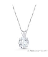Solitaire Round Brilliant CZ Crystal Rabbit-Ear 13x8mm Pendant in 14k Wh... - $1,480.20 MXN+