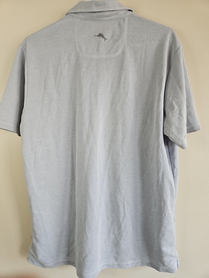 Tommy Bahama Light Blue Polo Shirt, Men's L White Buttons Item image 4