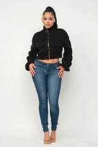 Black Michelin Front Zipper Sweater Crop Top_ - £27.97 GBP