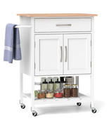 Rolling Kitchen Island Cart with Drawer and Towel Rack-White - Color: White - $145.67