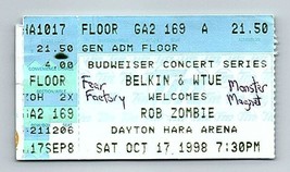 Rob Zombie Monster Aimant Concert Ticket Stub Octobre 17 1998 Dayton Ohio - £31.19 GBP