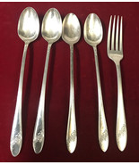 Lot Of 5 Oneida Community Queen Bess II, 4 Iced Tea Spoons &amp; 1 Fork Silv... - £16.07 GBP