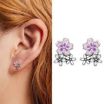 WOSTU 925 Silver Hoop Earrings Spring Flower Leaf Swallow Studs For Women Shinin - £16.75 GBP