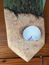 Vtg 80s Necktie Knot Sense 1987 Fried Egg Golf Humor Mens Sport Tie 3.25&quot; wide - £19.53 GBP