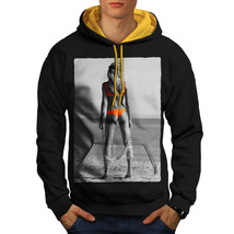 Beach Girl Bikini Sexy Sweatshirt Hoody Orange Bikini Men Contrast Hoodie - £19.13 GBP