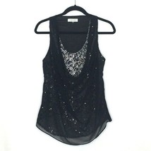 Sugarlips Tank Top Womens sz Small Drapey Dbl-Layer Chiffon Sequined Sleeveless - $22.49