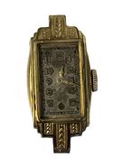 Vintage Elgin Art Deco Wristwatch Gold Filled Rectangular Case 1.25 Inch... - $49.50