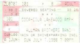 Vintage Allman Brothers Bande Ticket Stub Juillet 7 1996 Atlanta Géorgie - £26.47 GBP