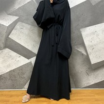 Muslim Fashion Hijab Long Dresses Women With Sashes Solid Color Islam Clothing A - £128.40 GBP