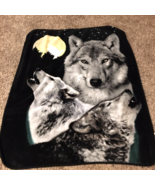 Wolf Fleece Throw Blanket - Approximately 58&quot; x 49&quot; - £15.29 GBP