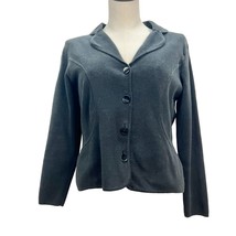 Sweater Jacket Womens Black Button Up Collared Long Sleeve - £14.79 GBP