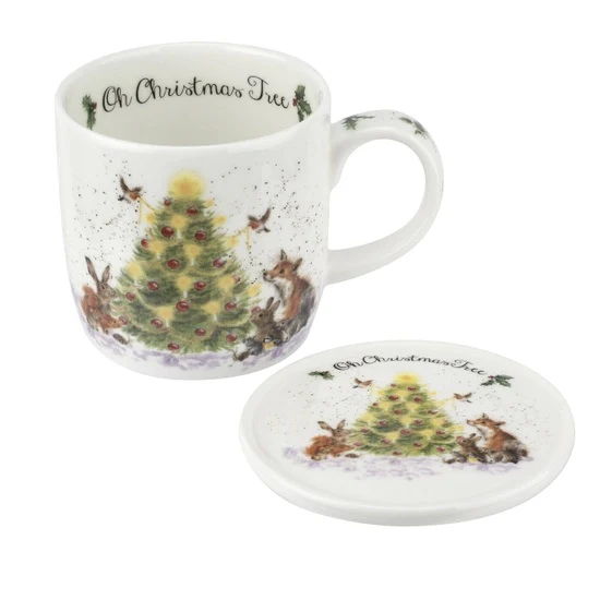 Wrendale Designs Woodland Animals Christmas Mug &amp; Coaster Set - $19.95