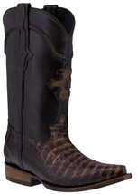 Western Dress Leather Cowboy Boots Genuine Crocodile Belly Skin Snip Rust Brown - £225.71 GBP