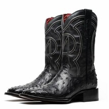 ALABAMA Genuine Ostrich Skin Cowboy Boot from the Western Collection Black image 7