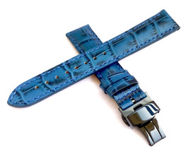 19mm 20mm 21mm 22mm 23mm 24mm Blue Watch Band Strap With Deployment Black Buckle - £15.97 GBP