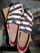 TOMS Classic Navy Natural Star Slip-On Canvas Shoes Size 10 Women&#39;s NEW - $45.50