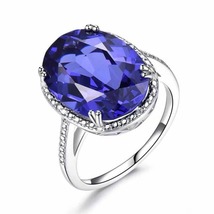 Radiant Elegance Tanzanite CZ Silver Ring - Timeless Beauty for Every Woman - £38.36 GBP+