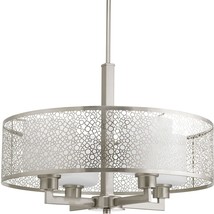 Mingle Collection 4-Light Brushed Nickel Etched Parchment Glass Global P... - £254.98 GBP