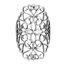 Romantic Garden Flower and Vines Sterling Silver Statement Ring-7 - £13.06 GBP