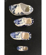 4 Four piece Lot  Holland Blue &amp; White Porcelain Shoes - £27.33 GBP