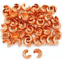 50 Crimp Bead Covers Bright Copper Plated Beading 3mm - £7.19 GBP