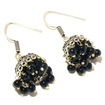 Black Onyx Gemstone Handmade Christmas Gift Earrings Jewelry 2" SA 921 - £3.17 GBP