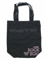 Junk Food x Lyric Culture Black/ Pink Joan Jett I Love Rock Roll Canvas Tote Bag - £5.53 GBP