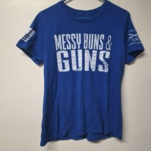 Grunt Style Messy Buns Guns Tee Shirt Womens Junior XXL Blue Gray Flag - £6.85 GBP