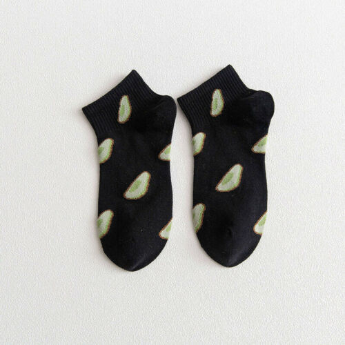 Avocado Patterned Short Ankle Socks (Adult Medium) - Black / Adult Mediu... - $2.97