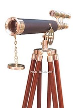 1970&#39;S 18&quot;  Leather Brass Telescope Rosewood Tripod Collectible Decor  - £156.35 GBP