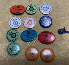 Vintage Lot 12 Teamster Union Pin Back Buttons 1965-2016 AFL-CIO Electrical - £14.55 GBP