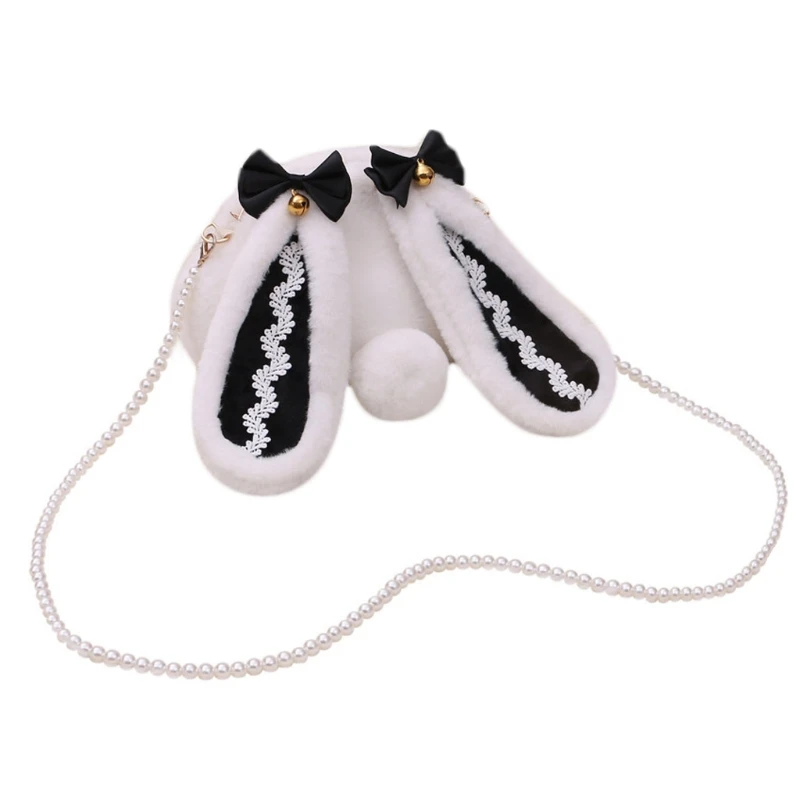 Cute Plush  Lop Ears Satchel Crossbody Bag Toys ita Kawaii Bunny Tail Bow Bells  - £79.42 GBP