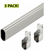 5 Pack Premium Oval Wardrobe Closet Rod Chrome with Closet Rod Brackets - $38.68+