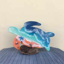 Ocean resin art sculpture Resin beach art Sea turtle gifts Shelf decor o... - $77.00