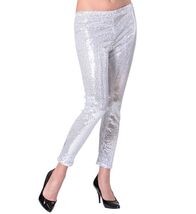 Silver Sequin Leggings - Cabaret / Disco / Space - $30.70