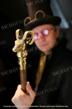 Victorian Foldable Wooden Walking Stick With Brass Goat Head Handle. - £16.54 GBP+