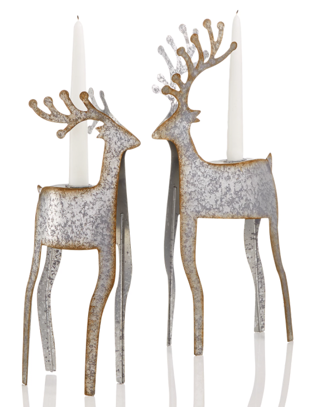 Martha Stewart Collection Rustic Large Metal Deer Candle Taper Holder NEW Item image 2