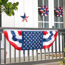 American Flag Bunting Banner 4th of July Patriotic Americana Deck Porch Decor - £22.34 GBP