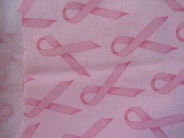 VINTAGE MARCUS BROTHERS TEXTILES PINK RIBBON COTTON FABRIC 1 YARD - £5.38 GBP