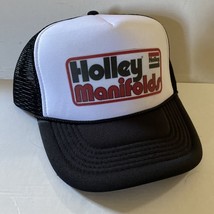 Vintage Holly Manifolds Hat NASCAR Trucker Hat snapback Black Mesh Cap - £11.14 GBP