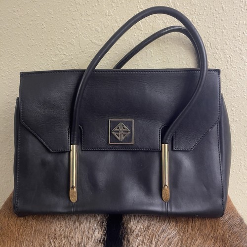 Antonio Melani Black Leather Purse Shoulder Bag Classic Work Classy Busi... - £27.10 GBP